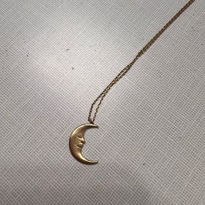 14 k gold crescent moon necklace
